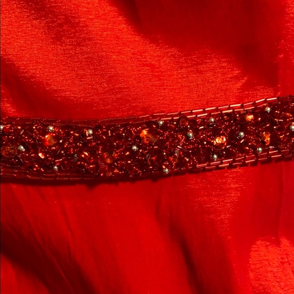 Red off the shoulder gown - Picture 11 of 13